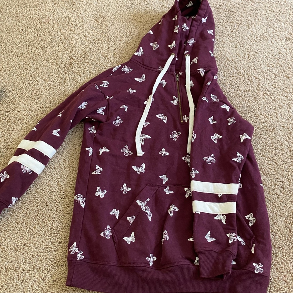 Maroon butterfly drawstring hoodie